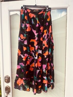 Geisha Designs Multicolor Abstract Tiered Maxi Skirt